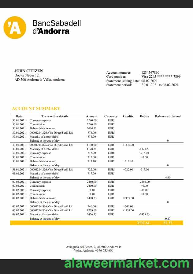 Andorra BancSabadell d_Andorra bank statement
