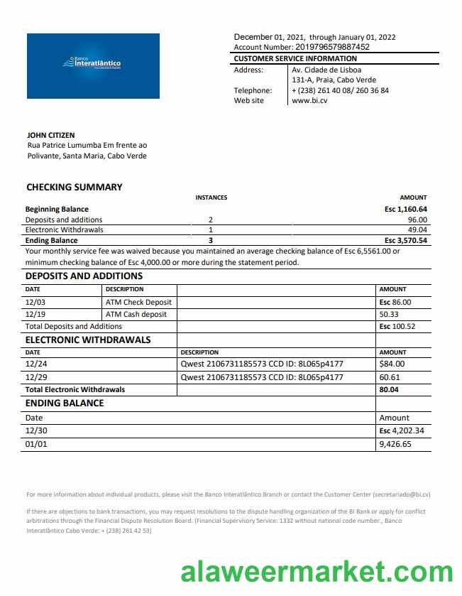 Cabo Verde Banco Inter-Atl_ntico bank statement