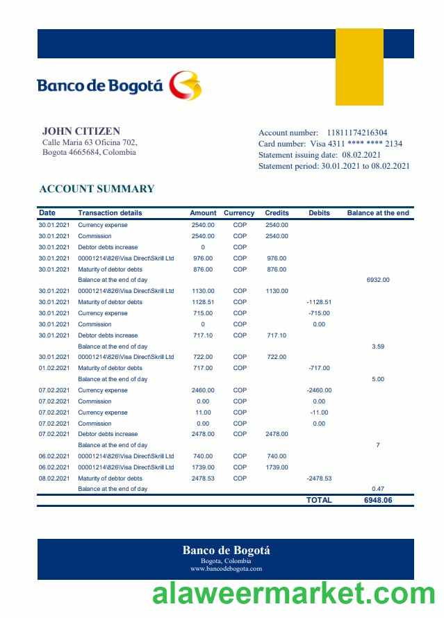 Colombia Banco de Bogot_ excel pdf