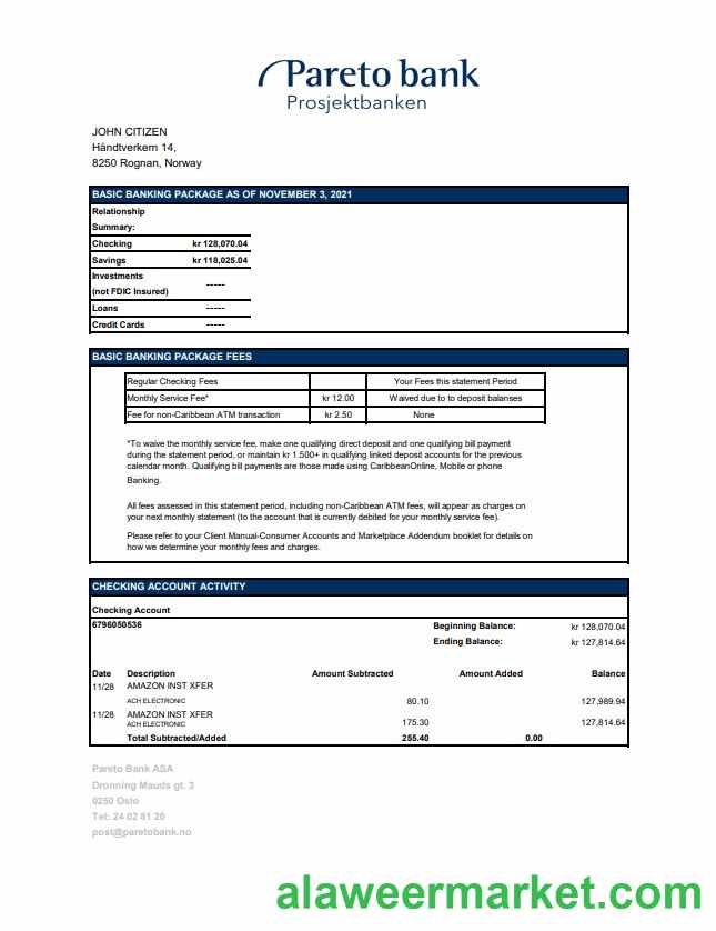 Norway Pareto Bank excel pdf