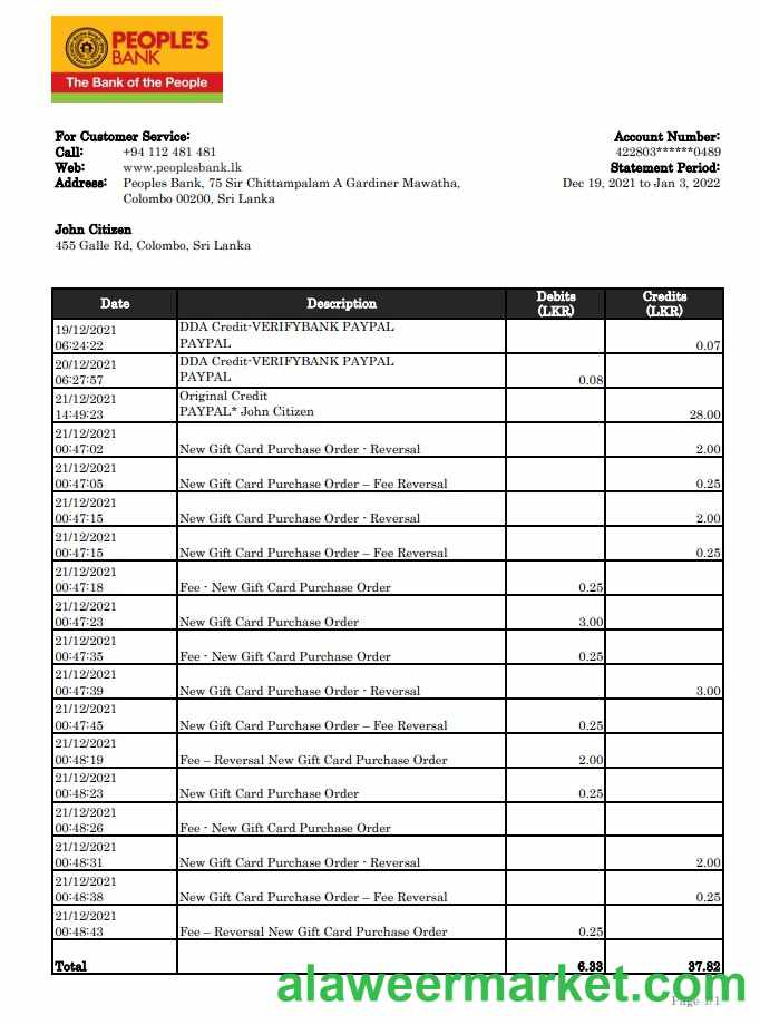 Sri Lanka People_s Bank statement xls