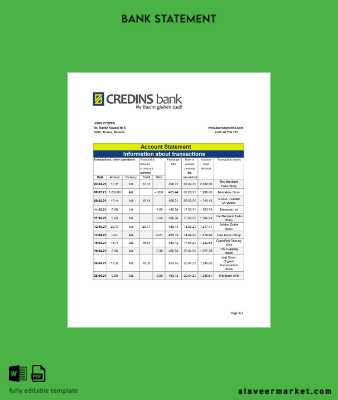Arnavutluk Credins Banka Hesap Özeti excel