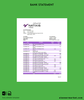 Cezayir Natixis Algerie Banka Hesap Özeti excel