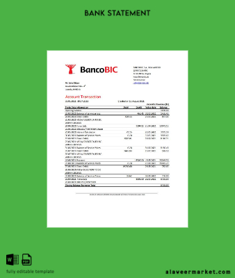 Angola Banco BIC Banka Hesap Özeti excel