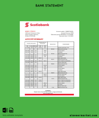 Antigua and Barbuda Banka Banka Hesap Özeti excel