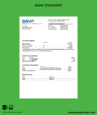 Arjantin BBVA Banka Hesap Özeti