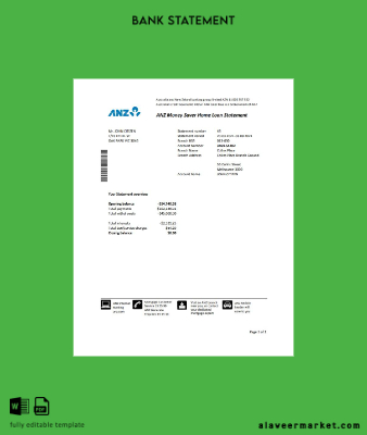 Avustralya ANZ proof of address Banka Hesap Özeti excel