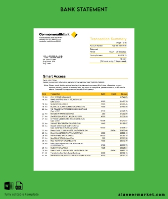 Avustralya Commonwealth Banka Hesap Özeti 5 pages
