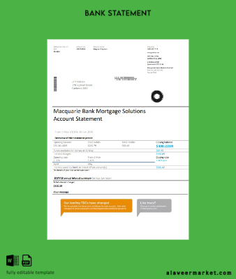 Avustralya Macquaire proof of address Banka Hesap Özeti word