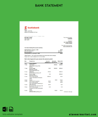 Avustralya Banka Hesap Özeti excel