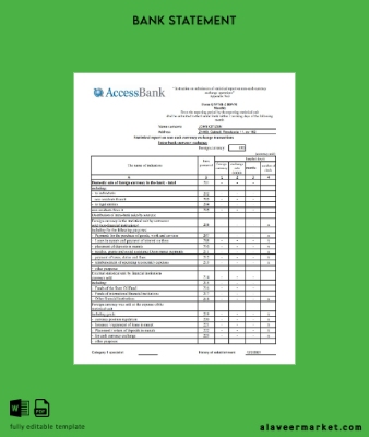 Azerbaycan Access Banka (english) Hesap Özeti excel
