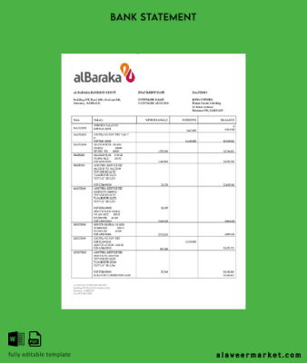 Bahreyn Al Baraka Banka Hesap Özeti word