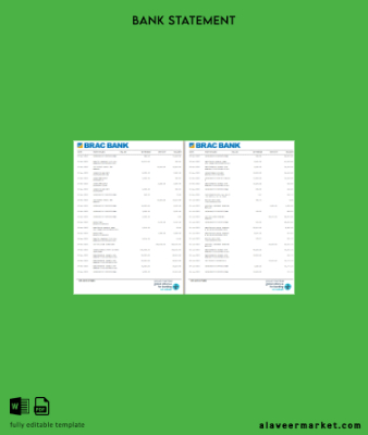 Bangladeş BRAC Banka Hesap Özeti word 3-4 pages