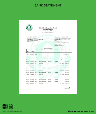 Bangladeş Islami Banka Limited Hesap Özeti word