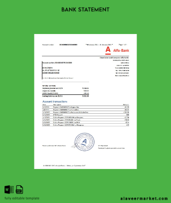 Belarus Alfa Banka Hesap Özeti word