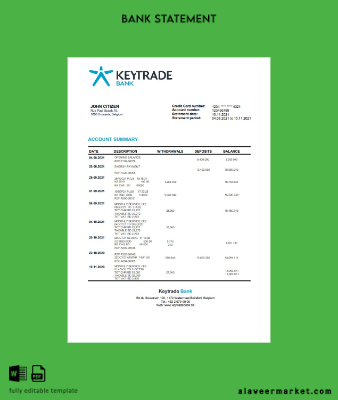 Belçika Keytrade Banka Hesap Özeti word