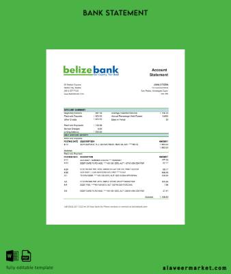 Belize Banka Banka Hesap Özeti excel version 2