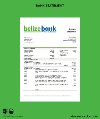 Belize Banka Banka Hesap Özeti