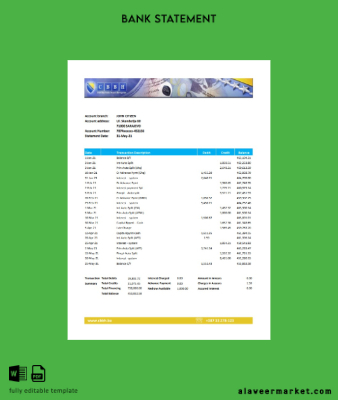 Bosnia and Herzegovina Central Banka Hesap Özeti excel