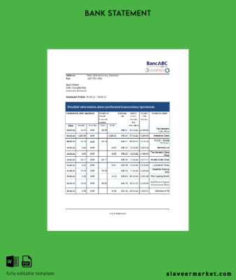 Botswana Banka ABC Banka Hesap Özeti excel version 2