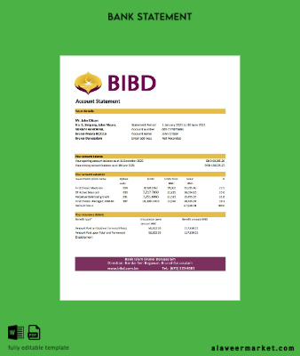 Brunei Banka Islam Brunei Darussalam Banka Hesap Özeti excel