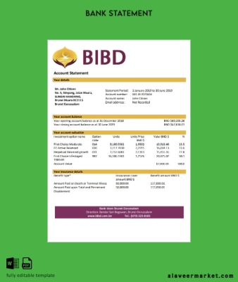 Brunei Banka Islam Brunei Darussalam Banka Hesap Özeti word