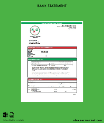 Burundi Banka of the Republic of Burundi Banka Hesap Özeti word