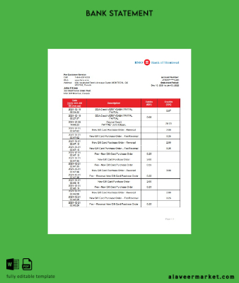 Kanada Banka of Gerçek Banka Hesap Özeti word