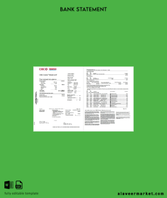 Kanada CIBC Banka account Hesap Özeti word 2 pages