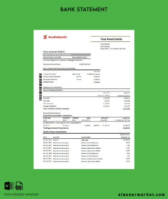 Şili Banka Banka Hesap Özeti excel