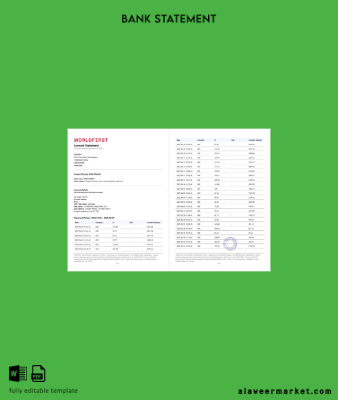 Çin Worldfirst account Banka Hesap Özeti word 2 pages
