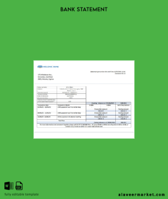 Kıbrıs Hellenic Banka Hesap Özeti word 2 pages