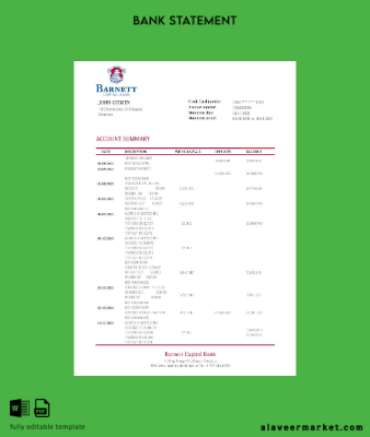 Dominica Barnett Capital Banka Hesap Özeti word version 2