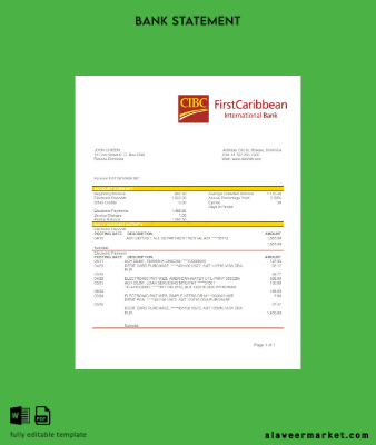 Dominica CIBC First Caribbean International Banka Hesap Özeti word