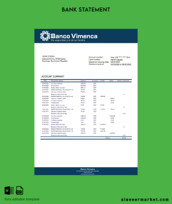 Dominican Republic Banco Vimenca Banka Hesap Özeti word