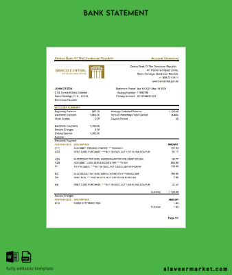 Dominican Republic Central Banka Of The Dominican Republic Banka Hesap Özeti excel