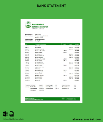 Equatorial Guinea The National Banka of Equatorial Guinea Banka Hesap Özeti excel