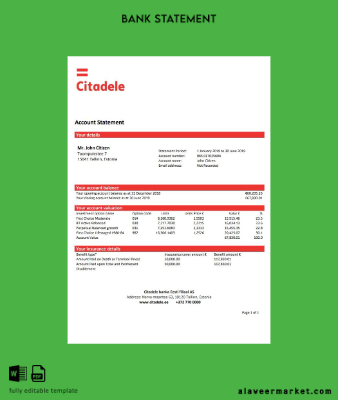 Estonya Citadele Banka Hesap Özeti word