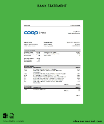 Estonya Coop Pank Banka Hesap Özeti excel