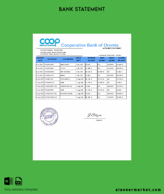 Etiyopya Cooperative Banka of Oromia account Hesap Özeti