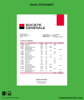 Fransa Société Générale Banka Hesap Özeti word