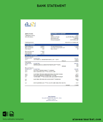 Gabon Alios Finance Banka Hesap Özeti excel