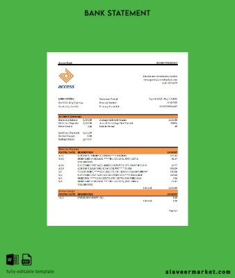 Gambia Access Banka Hesap Özeti excel
