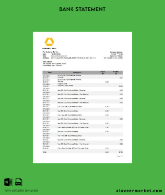 Almanya Banka Hesap Özeti excel