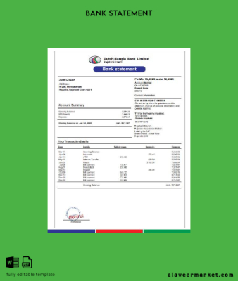 Almanya Dutch Banka Hesap Özeti 3 – 6 months Word and PDF Örnek