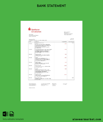 Almanya Sparkasse UnnaKamen Banka Hesap Özeti word