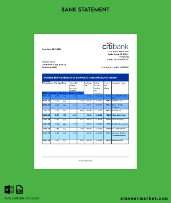 Hong Kong Banka Banka Hesap Özeti excel
