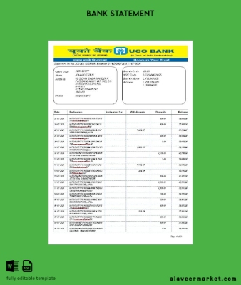 Hindistan UCO Banka Hesap Özeti word version 2