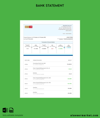 Hindistan Aditya Birla Finance Ltd Sahte Banka Hesap Özeti word 3 pages