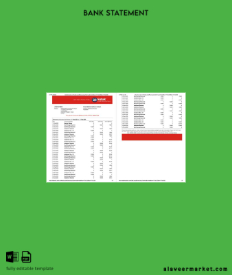 Hindistan Kotak Mahindra Banka account Hesap Özeti word 2 pages
